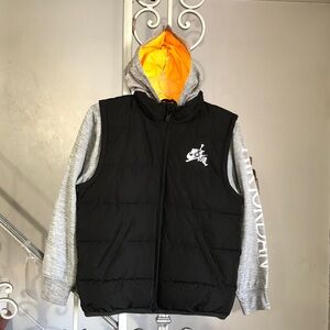 Jordan Black and Gray Puffer Jacket with Orange Lining